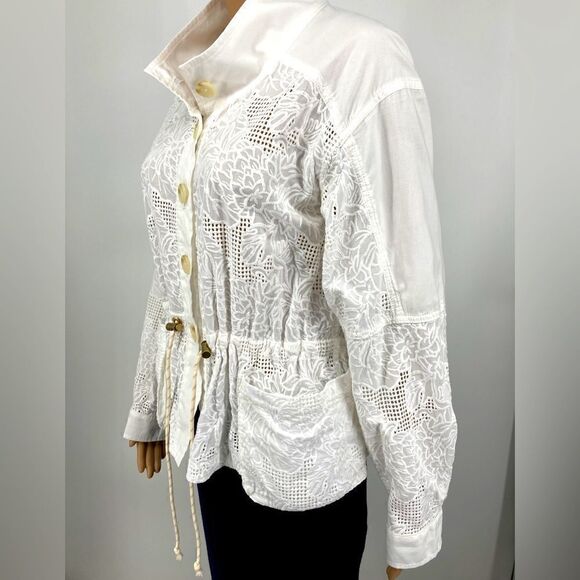 Anthropologie Eyelet Lace Anorak White Jacket Size S - Picture 5 of 9